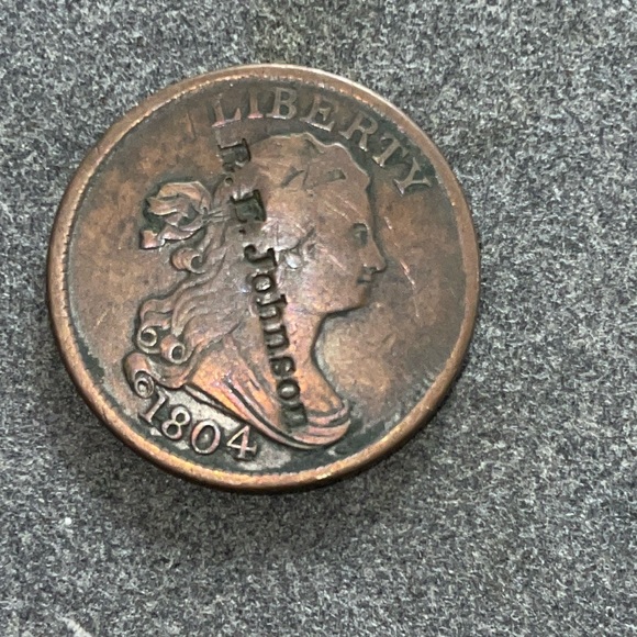 1804 Spiked Chin Half Cent. Stems, crosslet 4 with cud errors on the obverse. - Picture 1 of 10